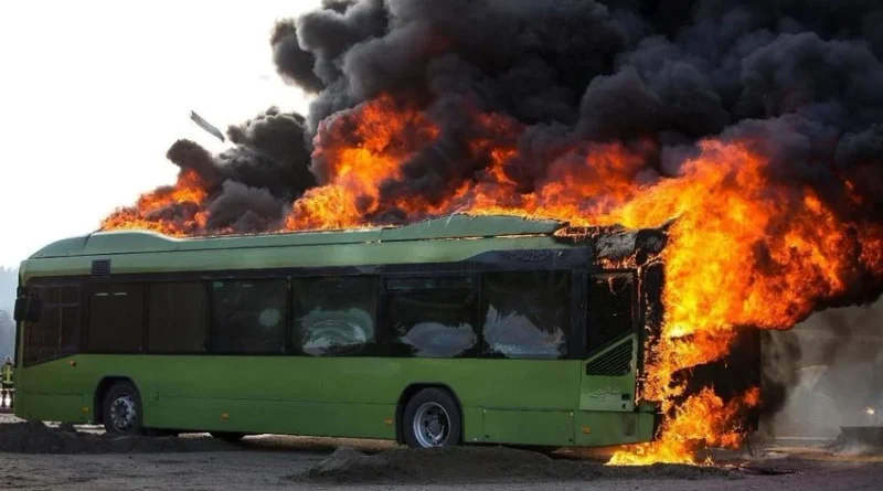 Sleeper Bus Catches Fire, Passengers Rescued by Breaking Windows