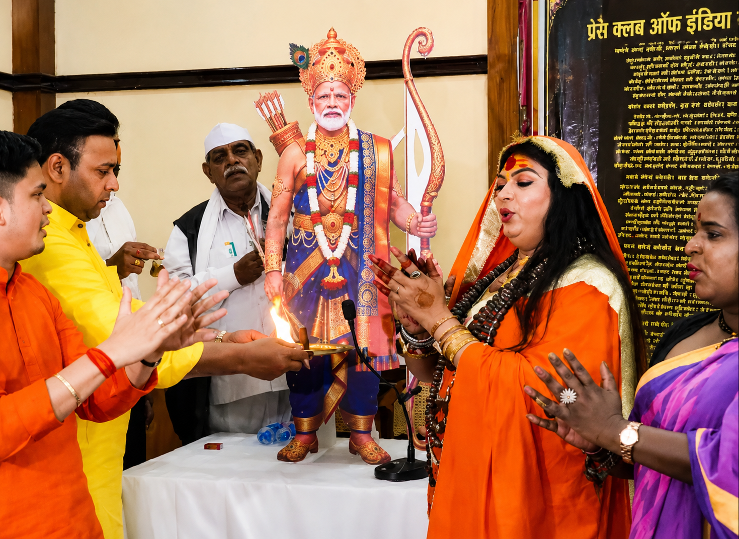 Modi worshipped at Delhi Press Club; temple construction announced